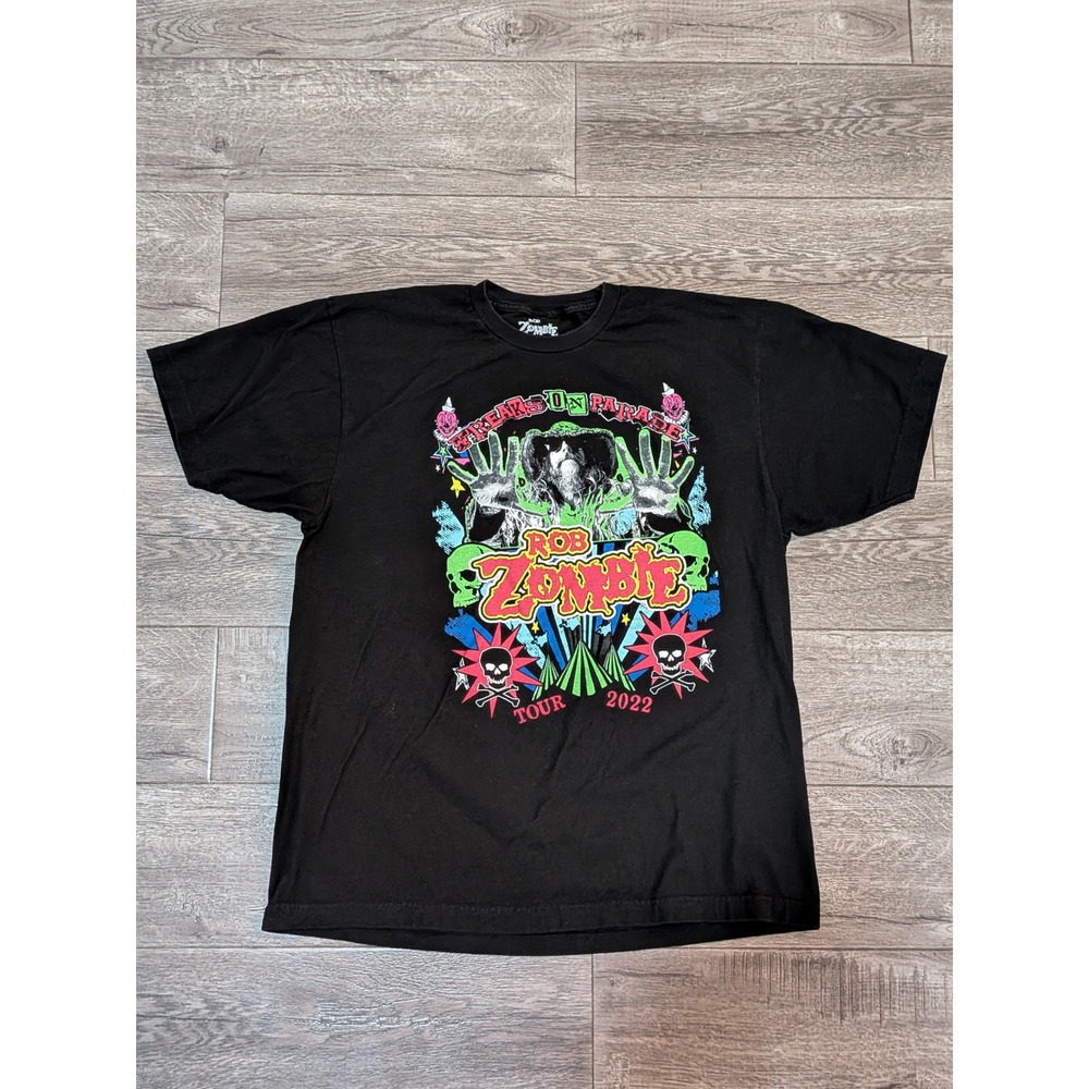 Rob Zombie Freaks on Parade 2022 Tour Graphic T-Shirt Mens XL Black Heavy Metal